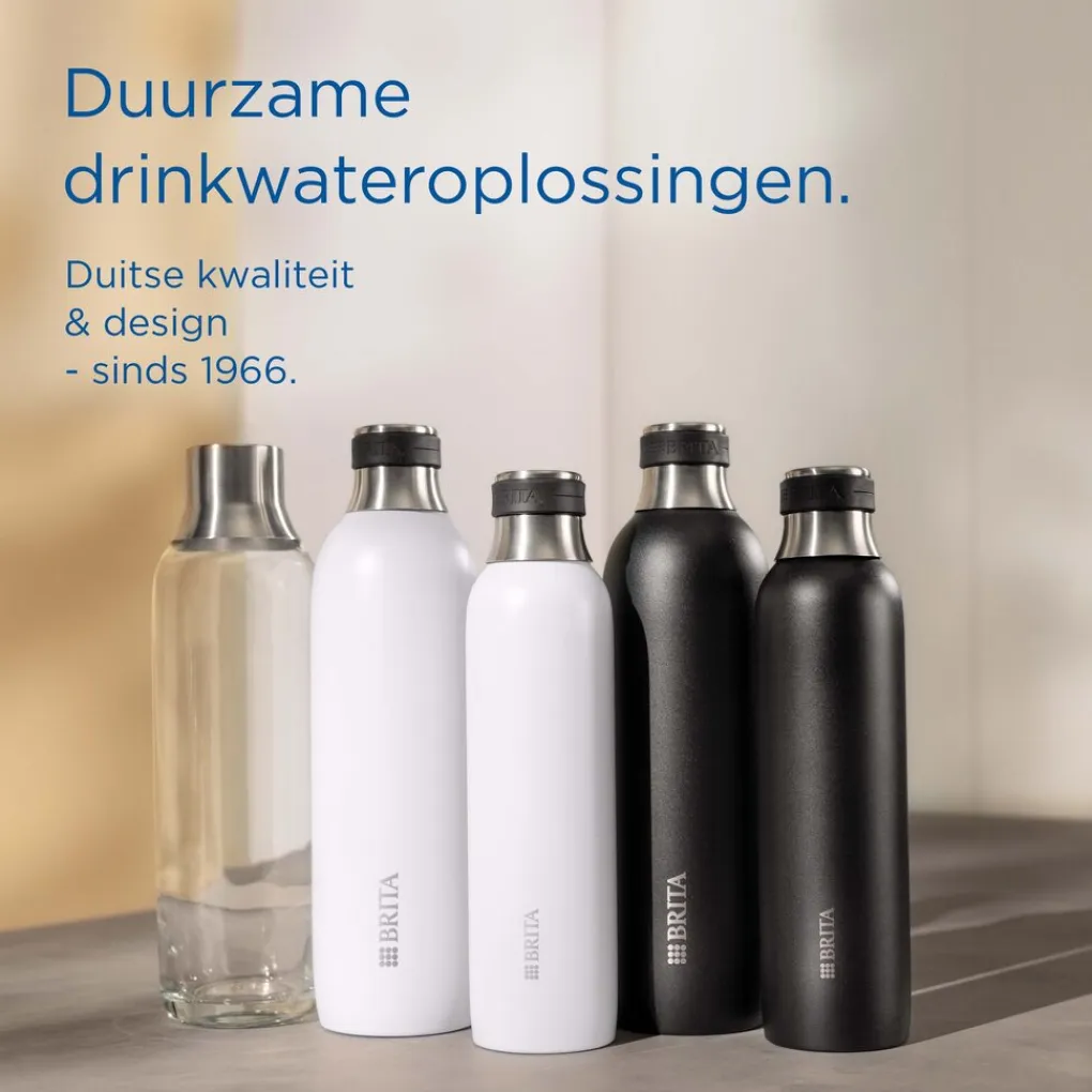 BRITA SodaTRIO RVS Grote Fles Wit Single Unit Clearance