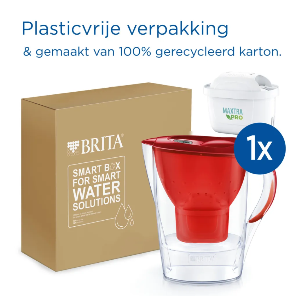BRITA Waterfilterkan Marella Cool 2.4L Rood incl. 1 MAXTRA PRO ALL-IN-1 Waterfilterpatroon