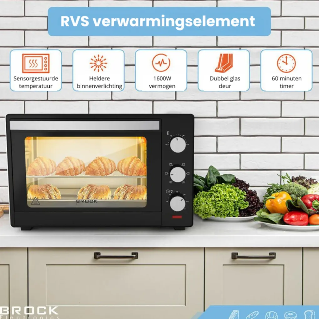 Brock Electronics elektrische mini vrijstaande convectie grill oven Outlet