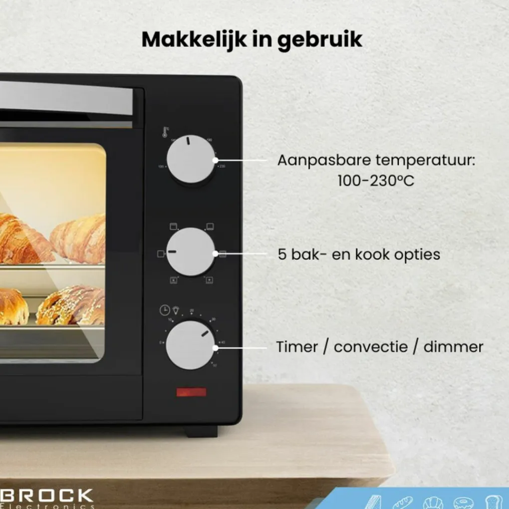Brock Electronics elektrische mini vrijstaande convectie grill oven Outlet