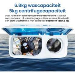 Brock xl camping wasmachine met dubbele trommel 6,8kg was en 5,0kg centrifuge capaciteit Online