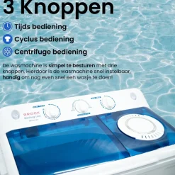 Brock xl camping wasmachine met dubbele trommel 6,8kg was en 5,0kg centrifuge capaciteit Online