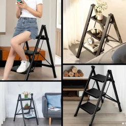 Buxibo Keukentrapje Vouwladder 3 Staps Keukenopstapje Opvouwbare ladderkruk Hot
