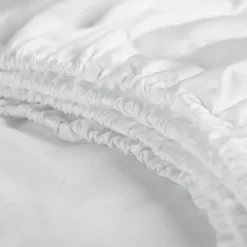 Cinderella Dubbele Splittopper Hoeslaken Katoen Satijn Sunday - white 180x210cm Best