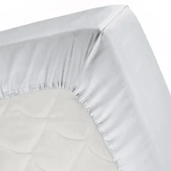 Cinderella Splittopper Single Split Hoeslaken Katoen Satijn - light grey 180x200cm New