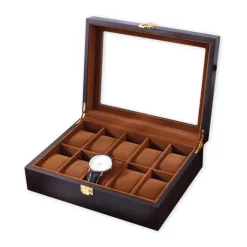Confibel Horloge box voor uw juwelen en sieraden 10 compartimenten met kussentjes New