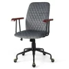 Costway Fluwelen Vintage Bureaustoel Met Kantelbare Rugleuning Best