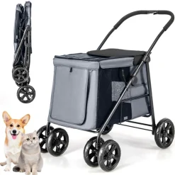 Trendmix Costway opvouwbare xl hondenbuggy met ademend gaas en opbergvakken Outlet