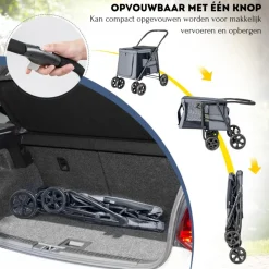 Trendmix Costway opvouwbare xl hondenbuggy met ademend gaas en opbergvakken Outlet