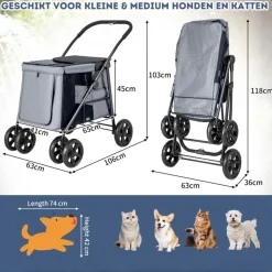 Trendmix Costway opvouwbare xl hondenbuggy met ademend gaas en opbergvakken Outlet