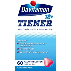 Davitamon Tiener 12+ Multivitamines & Mineralen Aardbei Kauwtabletten Outlet