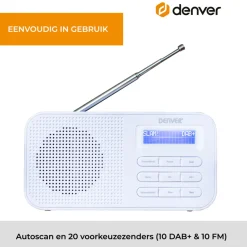 Denver DAB42W Noodradio DAB+/FM-radio met Bluetooth Outlet