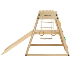 Deryan Luxe Houten Speelklimrek Met Glijbaan Klimwand En Accessoires