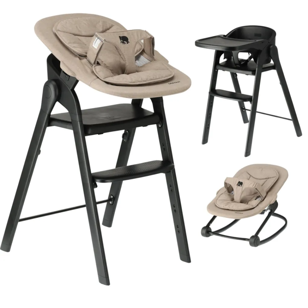 Deryan Luxe Kinderstoel Met Inklapbare Nougat Bouncer Zwart Discount