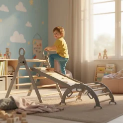 Deryan Luxe Opvouwbare Driehoek Met Klimboog En Glijbaan Montessori Speelgym Sale