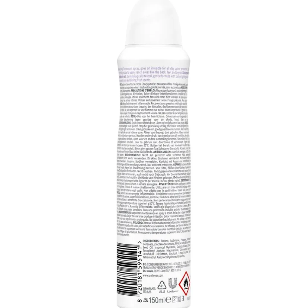 Dove Whole Body Lavender & Camomile Deodorant Spray New