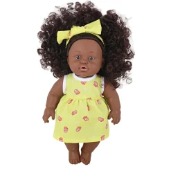 Eco Toys 30cm Pop met Krullen en Geel Jurkje New