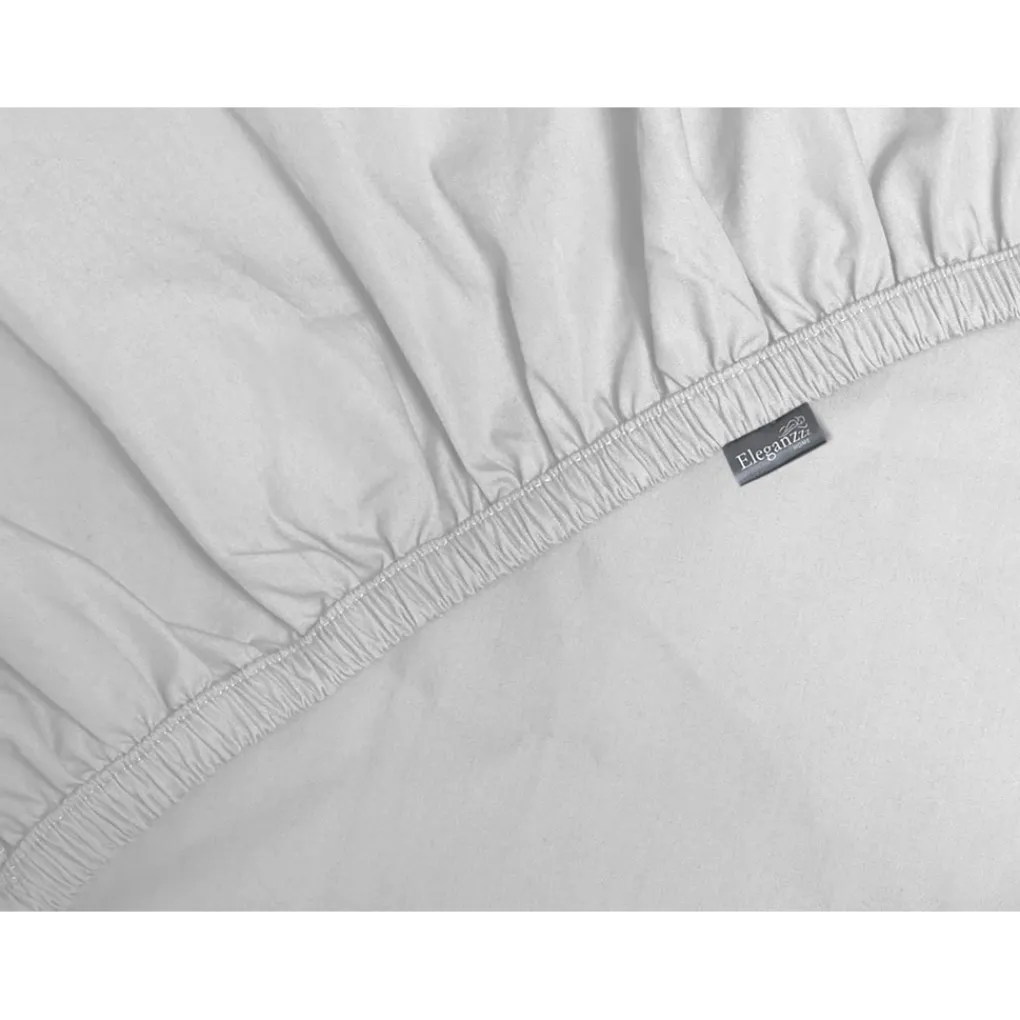 Elegance Splittopper Hoeslaken Perkal Katoen - licht grijs 180x210/220cm Outlet