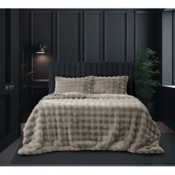 Eleganzzz Dekbedovertrek Shiny Bubble Pom Pom Flanel Fleece - beige 140x200/220cm Online