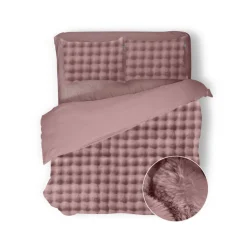 Eleganzzz Dekbedovertrek Shiny Bubble Pom Pom Flanel Fleece - old rose 200x200/220cm Online