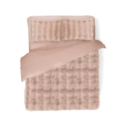 Eleganzzz Dekbedovertrek Bubble Pom Pom Rabbit Fur - pink 240x200/220cm Outlet