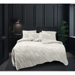 Eleganzzz Dekbedovertrek Bubble Pom Pom Rabbit Fur - off white 140x200/220cm New