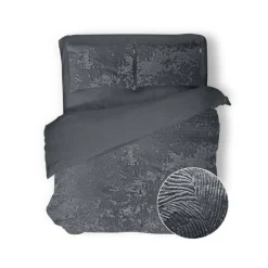 Eleganzzz Dekbedovertrek 3D Embossed Velvet Wave - dark grey 200x200/220cm Hot