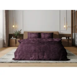 Eleganzzz Dekbedovertrek Flanel Fleece - bordeaux 200x200/220cm New