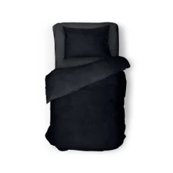 Eleganzzz Dekbedovertrek Teddy Rib Fleece - black 140x200/220cm Discount