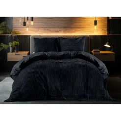 Eleganzzz Dekbedovertrek Teddy Rib Fleece - black 140x200/220cm Discount