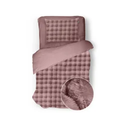 Eleganzzz Dekbedovertrek Shiny Bubble Pom Pom Flanel Fleece - old rose 140x200/220cm Best