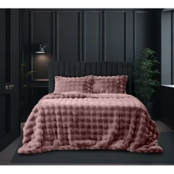 Eleganzzz Dekbedovertrek Shiny Bubble Pom Pom Flanel Fleece - old rose 140x200/220cm Best