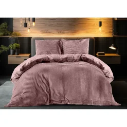 Eleganzzz Dekbedovertrek Teddy Rib Fleece - old rose 200x200/220cm Outlet