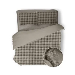 Eleganzzz Dekbedovertrek Shiny Bubble Pom Pom Flanel Fleece - beige 200x200/220cm Best