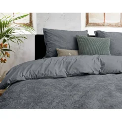 Eleganzzz Dekbedovertrek 3D Embossed Velvet Wave - dark grey 140x200/220cm Outlet