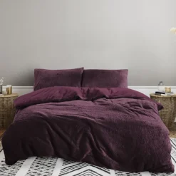 Eleganzzz Dekbedovertrek Teddy Pluche - bordeaux 140x200/220cm