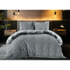 Eleganzzz Dekbedovertrek Teddy Rib Fleece - dark grey 140x200/220cm
