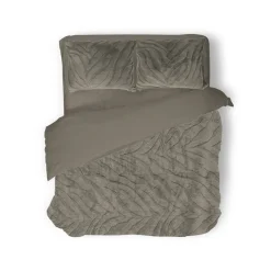 Eleganzzz Dekbedovertrek Jacquard Rabbit Fur - taupe grey 200x200/220cm Hot