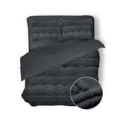 Eleganzzz Dekbedovertrek Jacquard Teddy Pluche - dark grey 200x200/220cm