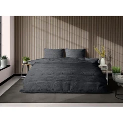 Eleganzzz Dekbedovertrek Jacquard Teddy Pluche - dark grey 200x200/220cm