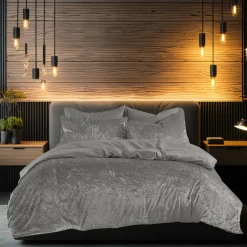 Eleganzzz Dekbedovertrek Crushed Velvet - dark grey 140x200/220cm Outlet