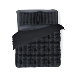 Eleganzzz Dekbedovertrek Bubble Pom Pom Rabbit Fur - dark grey 200x200/220cm Clearance