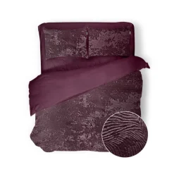 Eleganzzz Dekbedovertrek 3D Embossed Velvet Wave - bordeaux 200x200/220cm