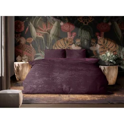Eleganzzz Dekbedovertrek 3D Embossed Velvet Wave - bordeaux 200x200/220cm