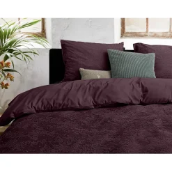 Eleganzzz Dekbedovertrek 3D Embossed Velvet Wave - bordeaux 200x200/220cm