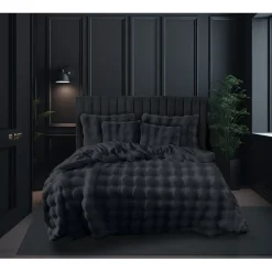 Eleganzzz Dekbedovertrek Bubble Pom Pom Rabbit Fur - dark grey 240x200/220cm Best