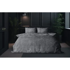 Eleganzzz Dekbedovertrek Flanel Fleece - dark grey 240x200/220cm Discount