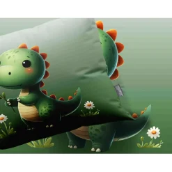Eleganzzz Kinder Dekbedovertrek Micropercal Sleeposaurus - green 140x220/240cm Clearance