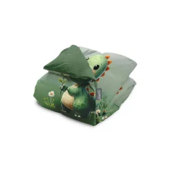 Eleganzzz Kinder Dekbedovertrek Micropercal Sleeposaurus - green 140x220/240cm Clearance