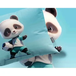 Eleganzzz Kinder Dekbedovertrek Micropercal Panda Power - blue 140x220/240cm Best